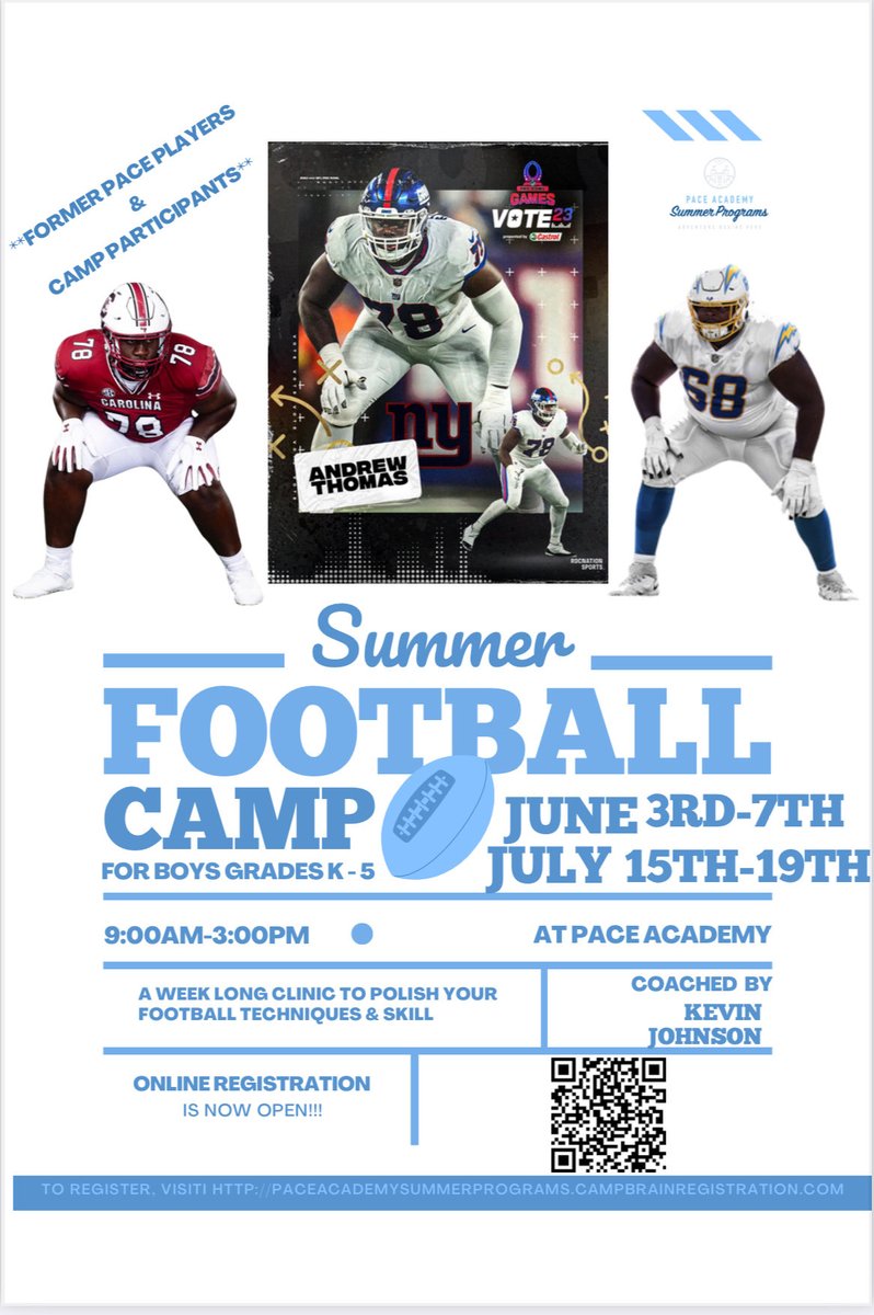 It’s that time of the year. . Sign up for the best youth camp in Georgia. Former ⁦@paceacademy⁩ and ⁦@UGAAthletics⁩ alumni ⁦@jamareesalyer69⁩ and ⁦@allforgod_55⁩ started their careers at this camp and ⁦@BaughTrovon⁩ current ⁦@GamecockFB⁩