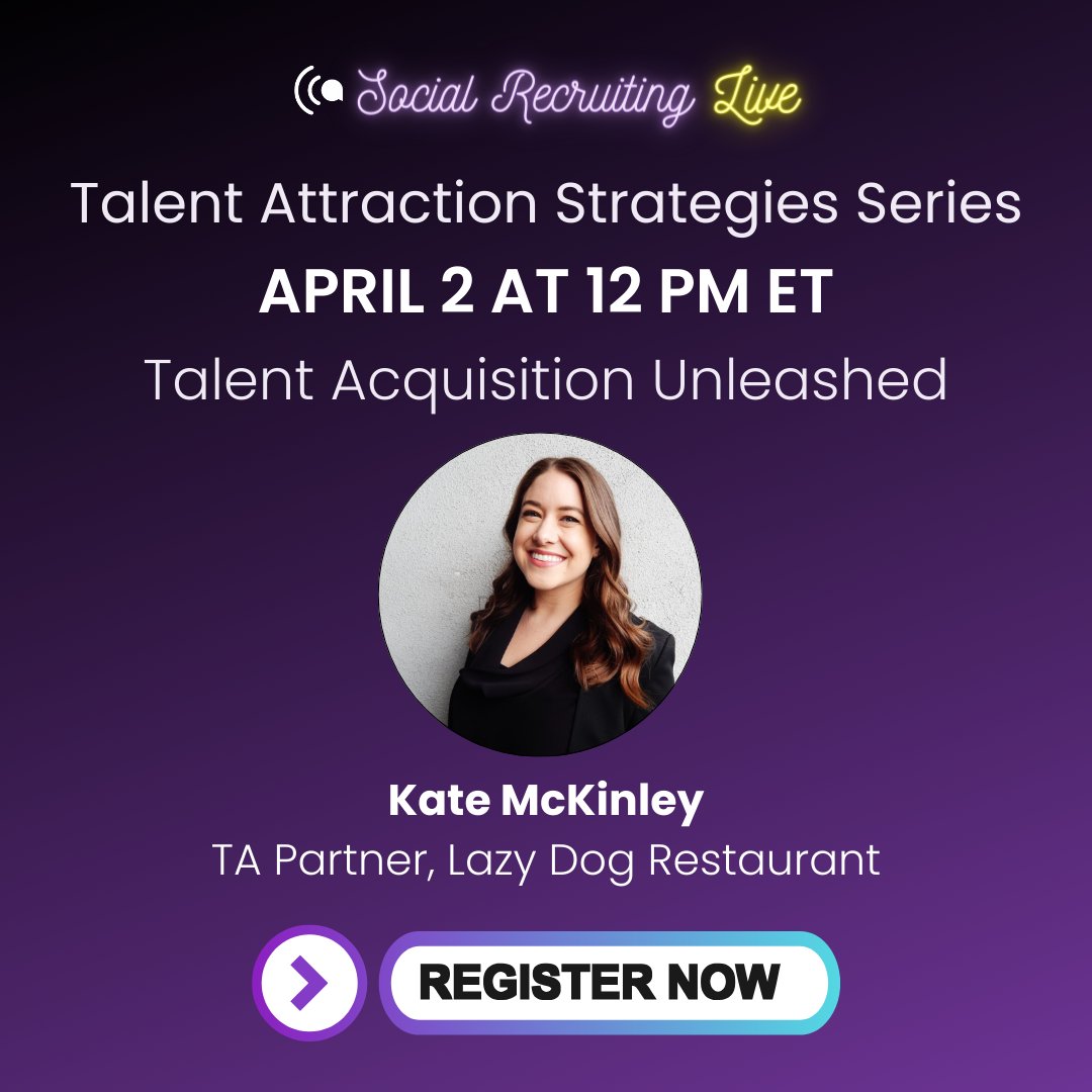 We are one week out from our session with Kate Mckinley over at Lazy Dog Restaurant!

See the link below to learn more and register.

#RestaurantHiringTips #ServiceIndustryRecruiting #SocialRecruiting