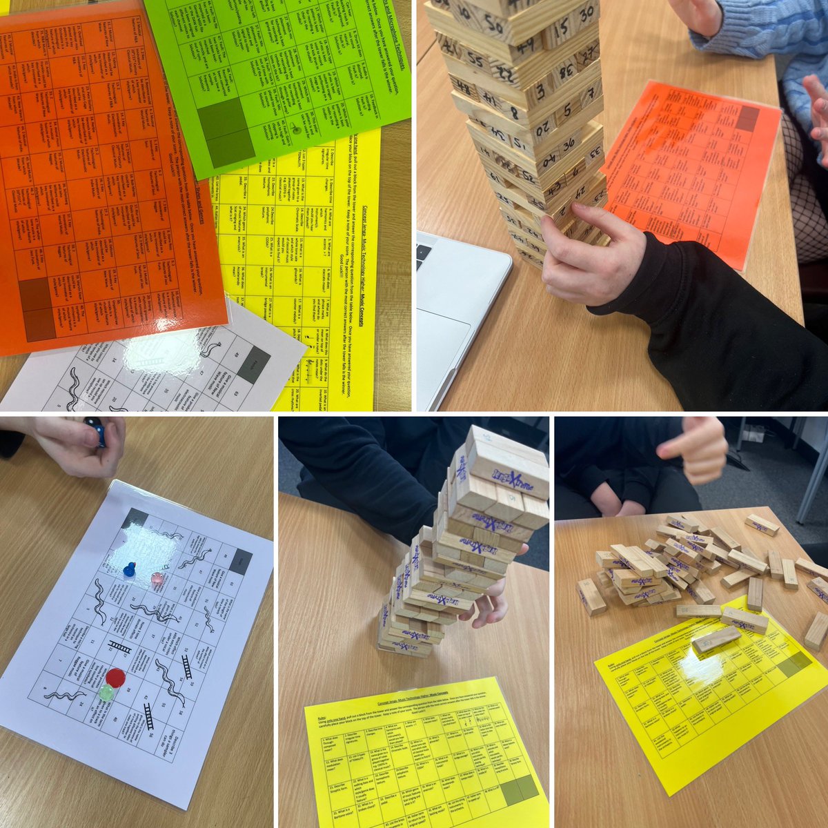 🎶🎧🎶Higher Music Technology pupils revising for their question paper today loving the revision games - never too old for jenga and 🐍 & 🪜!🎶🎧🎶 #examhelp #musictechnology #ProblemSolving #teamwork