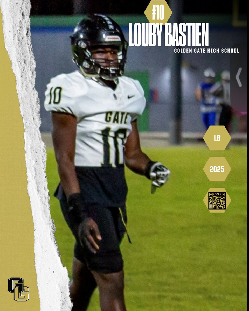 ATENTION COLLEGE COACHES 🚨🚨
ATH:  <a href="/LJBastien06/">Louby bastien</a> 
POS: LB 🏈
CLASS: 2025
HT: 5’10
WT: 205
23’STATS: 36 total tackles
SKILL: Super athletic and explosive. With a high end motor!!!
<a href="/GGHSFootball/">Golden Gate Football</a> 
#RECRUITTHEGATE #KAIZEN