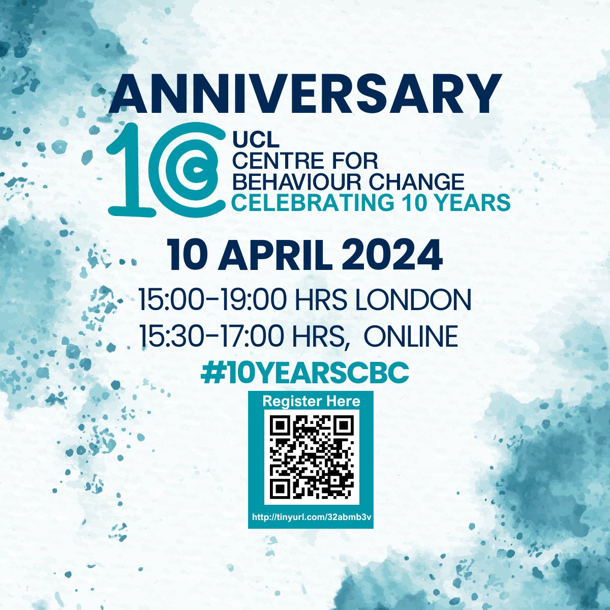 Counting down to close registrations! ⏳ Join us in celebrating #10YearsCBC on 10th April. Last chance to register by 4th April midday. Be part of the change: ucl.ac.uk/behaviour-chan…