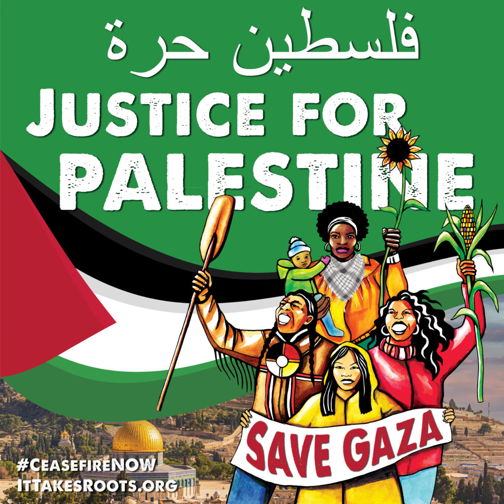 ItTakesRoots's tweet photo. As frontline #EnvironmentalJustice communities that have experienced  violence &amp; displacement at the hands of settler-colonialism, we stand in unwavering solidarity with the Palestinian freedom struggle for self-determination. 🌻🇵🇸🍉 #FreePalestine
https://t.co/J4bmrKfmFJ https://t.co/Ykkiezn4ut