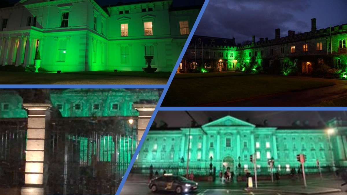 Amazing to see buildings across Ireland light up in #green for National CP Awareness Day #gogreenforcp #cpawareness @yourcpf @UCC @UL @LeinsterHouse @TCDPaeds @tcddublin @infantcentre @UCCMedHealth @lilycollison