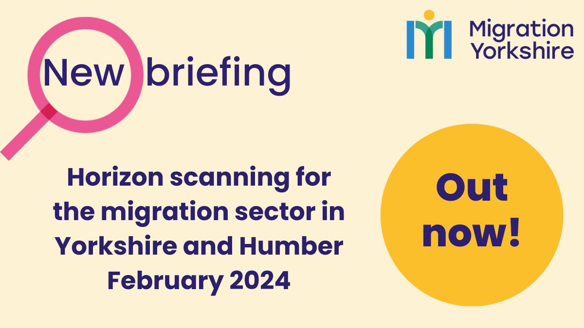 Wondering what the migration and and integration sector would look like over the next 12 months? Take a look at our new briefing – Horizon scanning for 2024. Link below 👇 migrationyorkshire.org.uk/news/horizon-s…