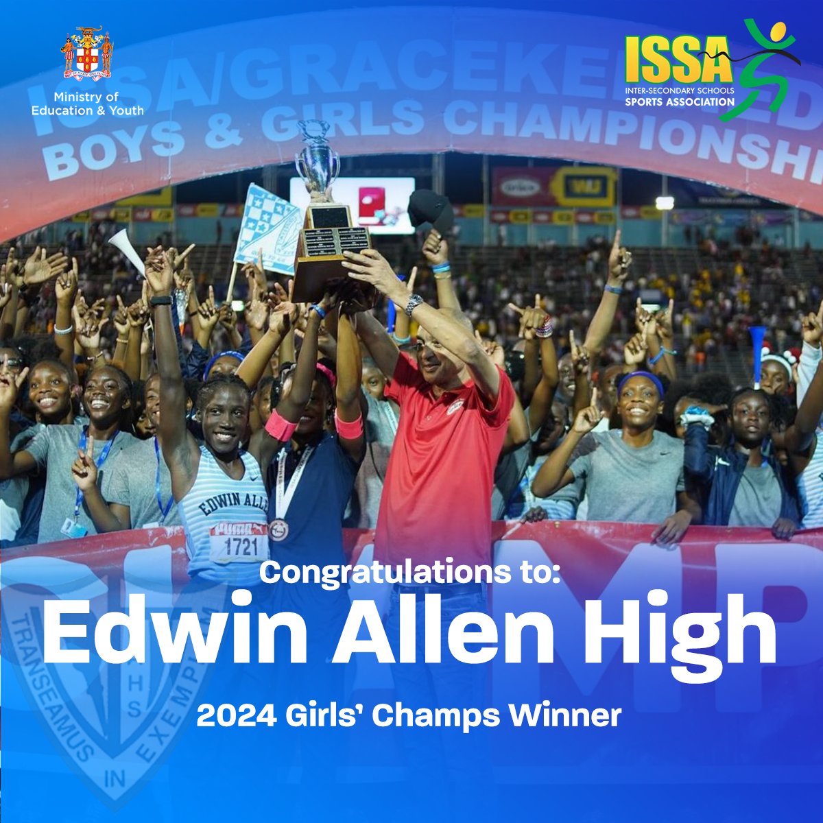 Congratulations to Edwin Allen High School on their win at the 2024 ISSA/Grace Kennedy Girl's Championship