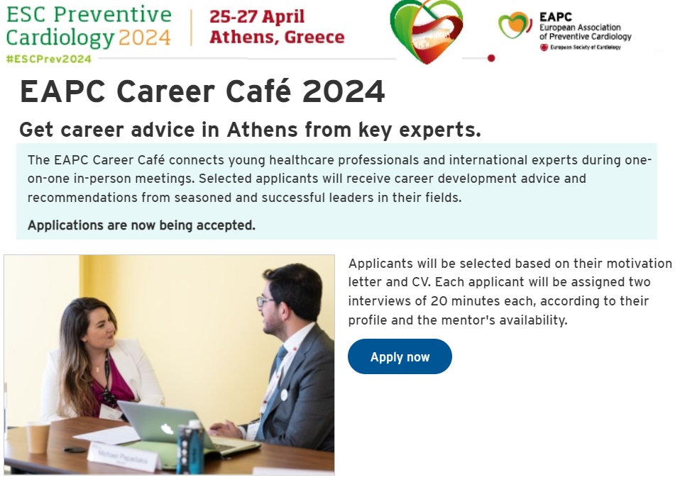 🚨 EAPC Career Café 2024 🚨 📢 Deadline to apply has been extened to Friday, 29 March 🚫 It's an unmissable opportunity to receive career development advice and recommendations from seasoned and successful leaders in their fields 🤩 Apply now ➡️ shorturl.at/gwKMU @escardio
