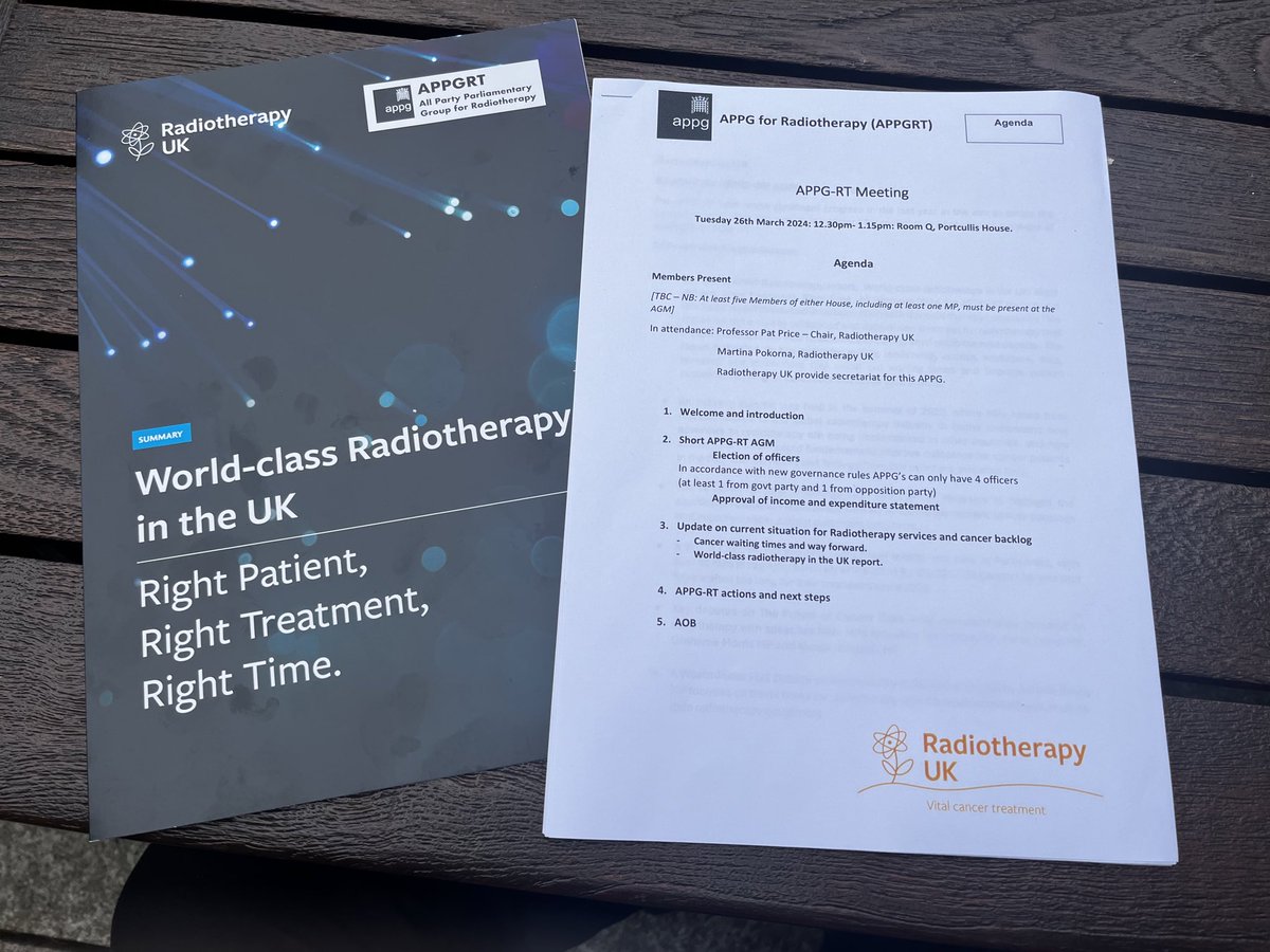 Delighted to be relected as Vice-Chair of @APPGRT for Radiotherapy UK Cancer patients waiting more than 62 days desperately need a National Plan for RT. World class RT is achievable in the UK within 10 years, but action is needed now. @ARC_NetUK @wesstreeting @VictoriaAtkins