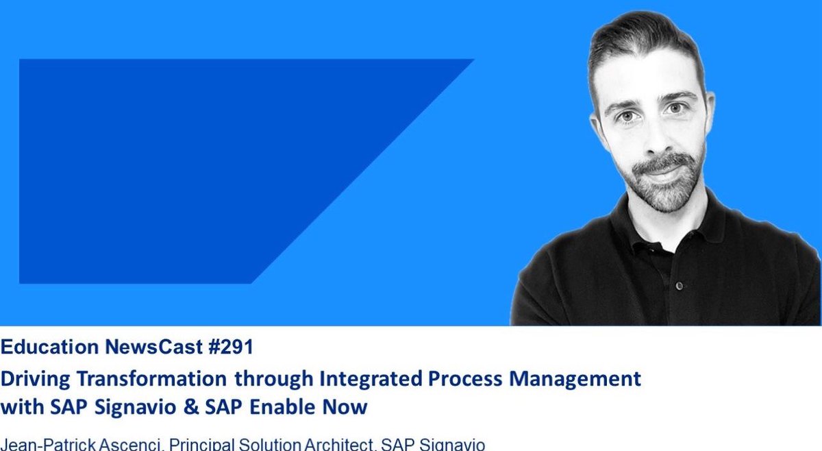 ThomasJenewein's tweet photo. Podcast: Driving Transformation through Integrated Process Management with SAP Signavio &amp; SAP Enable Now
🎧 openSAP https://t.co/dtgCPba8Ry 
🎧 Apple https://t.co/EPsfJFCAqt 
Jean-Patrick shares the power of integrating process management and enablement via different use cases. https://t.co/9GuTrqABUK