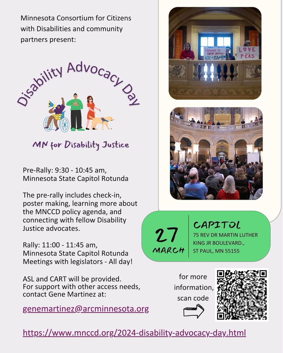Join us and our partners at #DisabilityAdvocacy Day TOMORROW at the Minnesota State Capitol. Come connect with our advocacy team and learn about the work we're doing on policy advocacy. #AutismAdvocacy #AntiAbleism #AccessibleServices #DHS #MNAdvocacy #DisabilityJustice