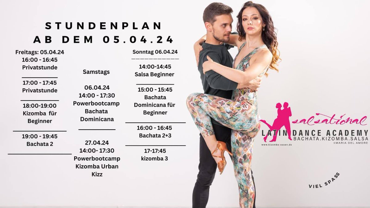 Salsational1's tweet photo. Sichere Dir noch einen der wenigen Plätze und erlerne Bachata, Salsa und Kizomba  zum günstigen Preis! 
 Unsere Kurse starten bereits am 05. 04. 
 Verpasse nicht die Chance
Anmeldungen ganz einfach unter https://t.co/J8DD5x45Rh https://t.co/bK8HC4g8j9