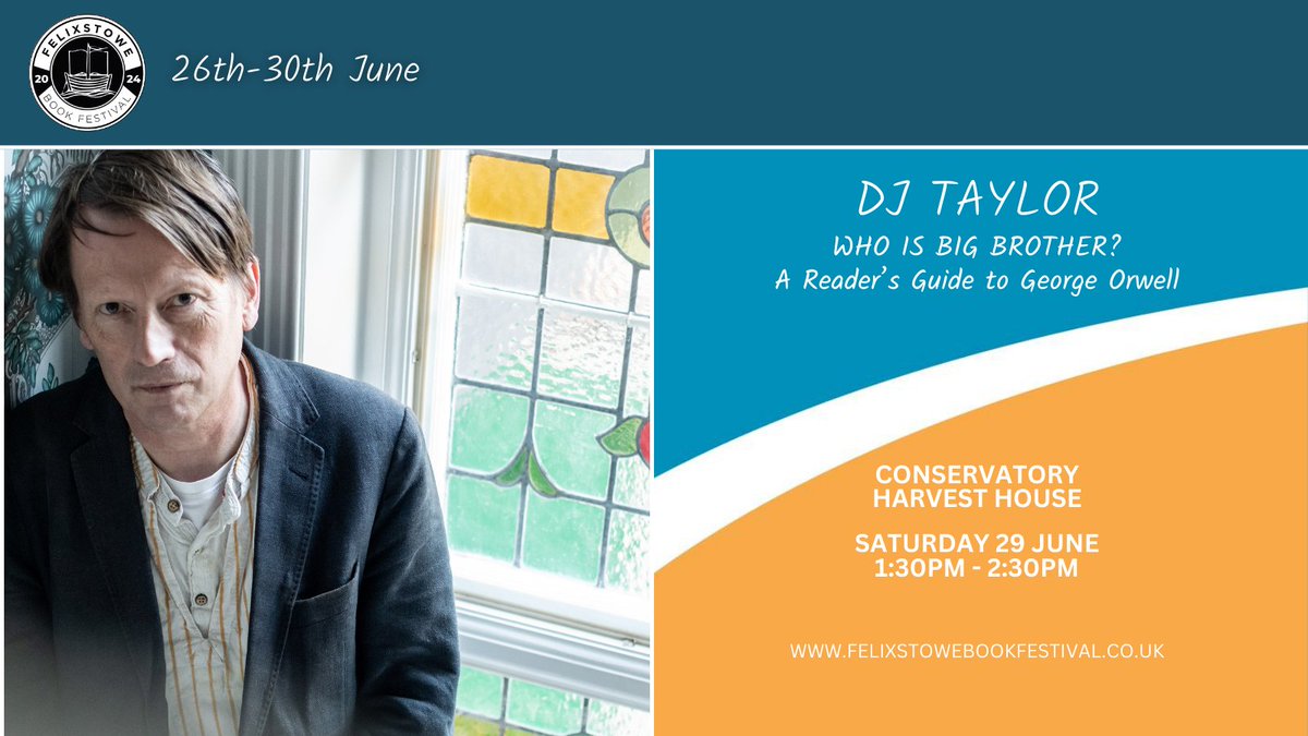 Congratulations to @djtaylorwriter on the publication of their book 'WHO IS BIG BROTHER? A Reader’s Guide to George Orwell'! We're excited to dive into it with DJ in person at this year's festival. Get your tickets when they go on sale Monday 8 April! felixstowebookfestival.co.uk/2024-programme