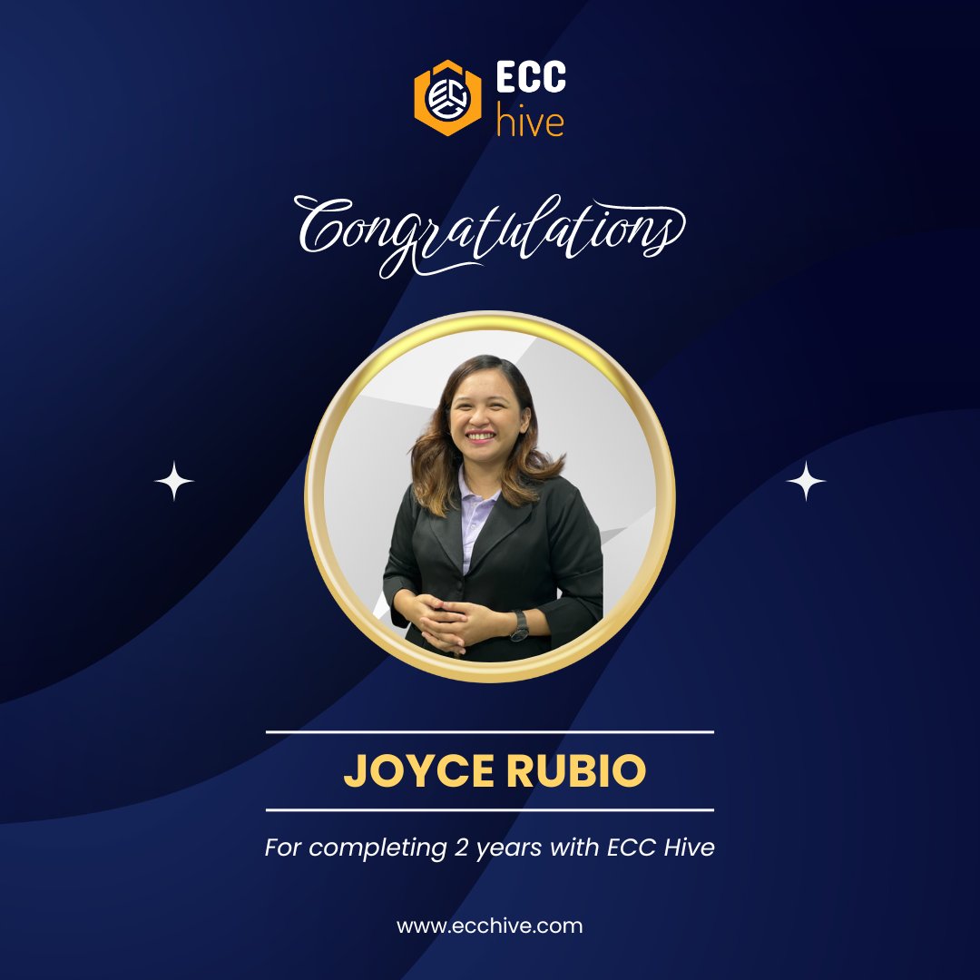Congratulations to Joyce Rubio on completing 2 years with ECC Hive! 🎉🎈🥳

#ecchive #canada #teamappreciation #workiversary #milestonemoments #appreciationpost