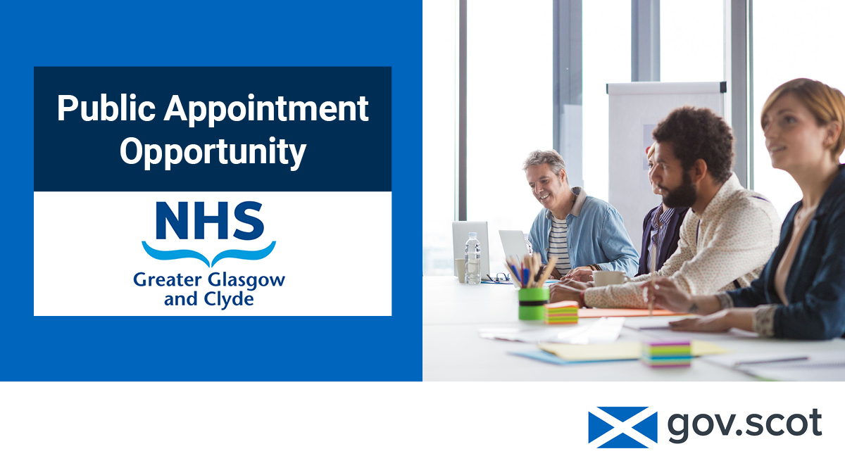 * Closes today* NHS Greater Glasgow and Clyde is looking for six new members to join its Board, including a Whistleblowing Champion Member and a Capital Projects specialist. @NHSGGC for more information : bit.ly/3x7QjsE