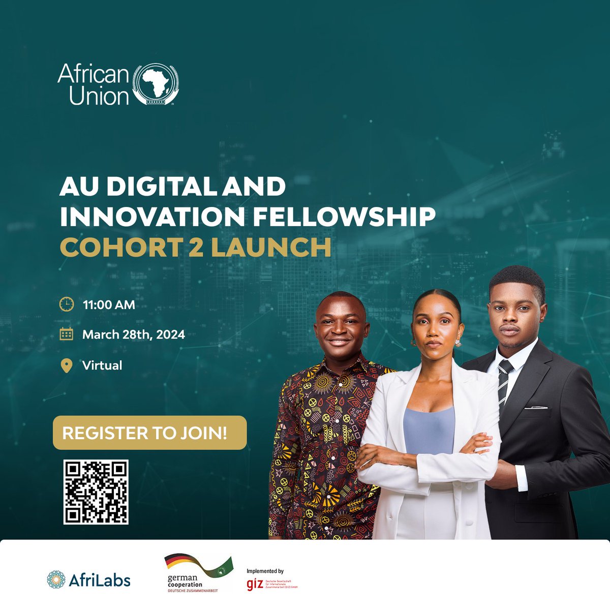 📢 Young Tech Innovators! Join us for the virtual launch of the second cohort of the AU Digital and Innovation Fellowship. At the event, you'll learn about the program & how you can become one of the 16 fellows! 🗓: 28 March, 2024 ⏰️: 11 AM EAT 🔗: t.ly/Imbnz