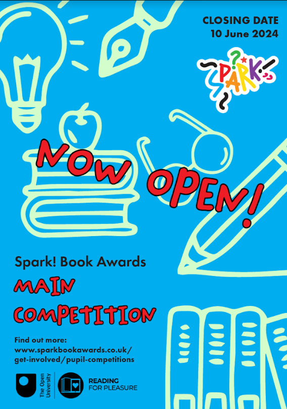 Our main competition is open! Here's the chance for your pupils to respond to any of their favourite books from this year's awards. Maybe they will create some artwork? Writing? A multimedia piece? The choice is theirs! See our website for more details: sparkbookawards.co.uk/get.../pupil-c…