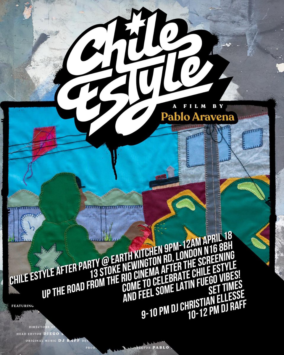 Join us after the screening of @chileestyle for the FREE Official Afterparty at EartH Kitchen on Thursday 18 April from 9pm onwards with DJ Christian Ellesse & DJ Raff who created the original soundtrack for the film Book now for the film: buff.ly/3xat692 @docnrollfest