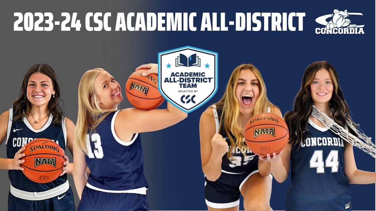 🏀 | Congrats to the Academic All-District award winners from <a href="/CUNEwbb/">Concordia-NE WBB</a>, as selected by College Sports Communicators (CSC)!

• Kendal Brigham (Wahoo, NE)
• Abby Heemstra (Rock Valley, IA)
• Sadie Powell (Cedar Rapids, IA)
• Kristin Vieselmeyer (Holyoke, CO)

RELEASE ➡️