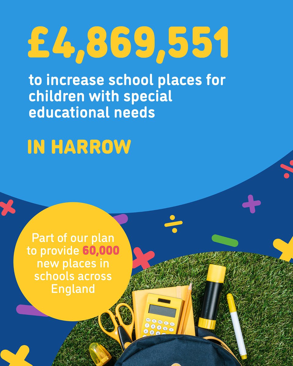 #Harrow will benefit from over £4.8 million of funding from the #Conservative government to ensure children with special educational needs and disabilities (SEND) receive an education that meets their needs in high-quality environments for the years to come.