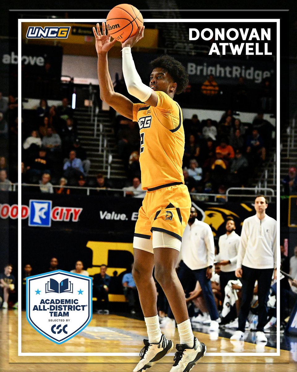 Sophomore @AtwellDonovan was recognized for his work in the classroom and on the court by earning @CollSportsComm @AcadAllAmerica All-District Honors! 📚🏀 He was one of four @SoConSports honorees! 📰 go.uncg.edu/sayslh #letsgoG