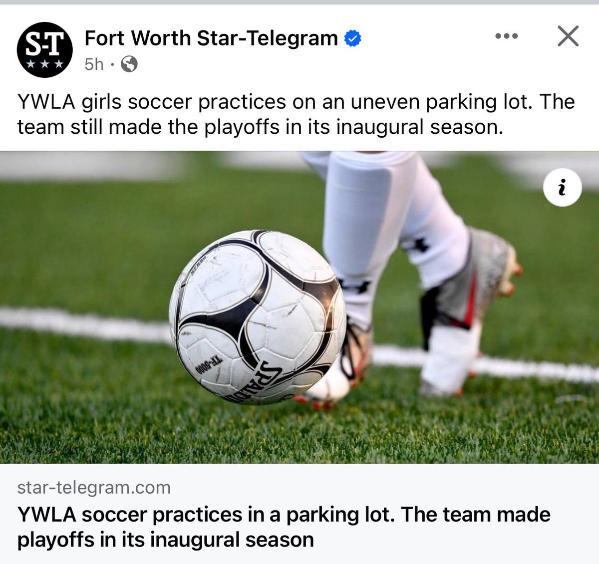Good luck to the <a href="/ywlafwathletics/">YWLA OWLS 🦉</a> ladies soccer team for qualifying for their playoffs! Coached by Coach Guaneros, this team shows grit, when you can be successful and your training ground is a parking lot! <a href="/ywlafw/">YWLA Fort Worth</a>
