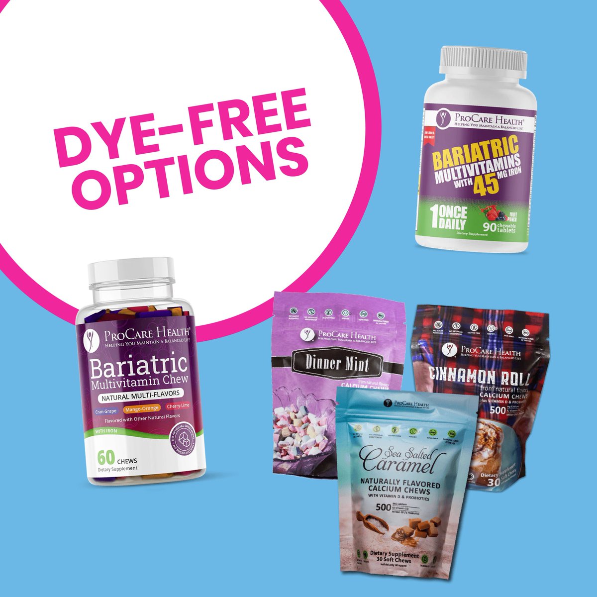 Say bye to dye with ProCare Health! 💊

Explore our multitude of dye-free products on buff.ly/2AoN66N

#BariConnected #gastricbypass #vsg #rny #wlsnews #vsgfacts #health #sleevesurgery #weightloss #bariatricsurgery #bariatric #bariatricbabes #bariatriccommunity