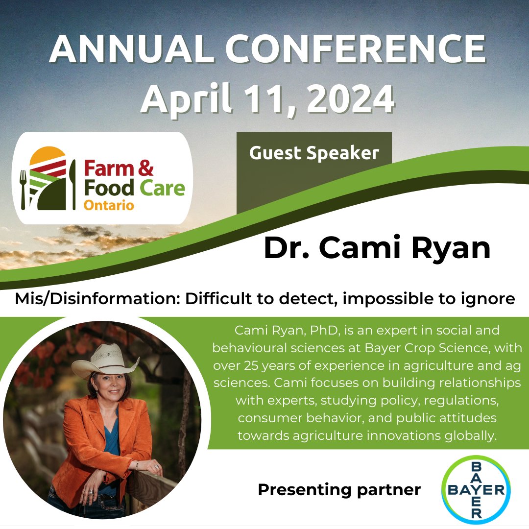 Get ready for an informative session with Dr. Cami Ryan at FFCO's Annual Conference! With expertise in social and behavioral sciences, she'll discuss policy, regulations, consumer behavior, and public attitudes towards ag innovations. Register now at FarmFoodCareON.org!