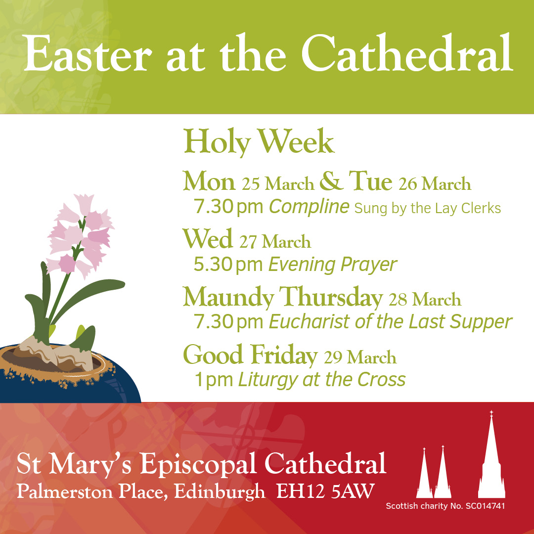 A break from Holy Week services this evening (see below for full list) - St Mary's Music School are coming for their Spring Concert at 7:30pm. Delighted as always to host them, and for the choir to perform previews of their upcoming tour to Germany.
