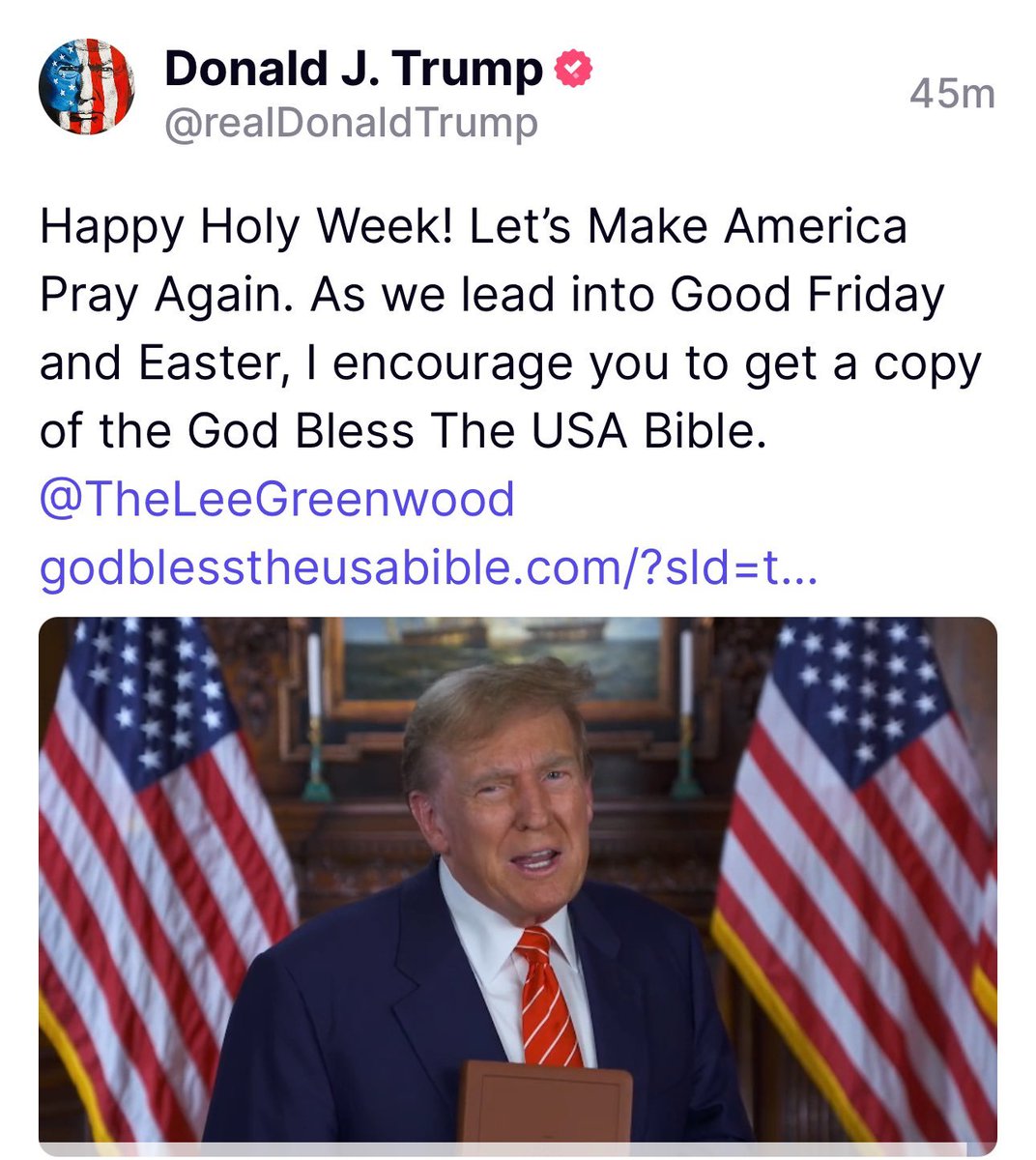 MichaelSteele's tweet photo. Everything is a damn grift with this guy. You know @realDonaldTrump your ass would have been thrown out of the Temple by Jesus, right?
And "lead" into Good Friday?  How the hell does one do that?  Man, stop pretending. https://t.co/2ghhaLreHZ