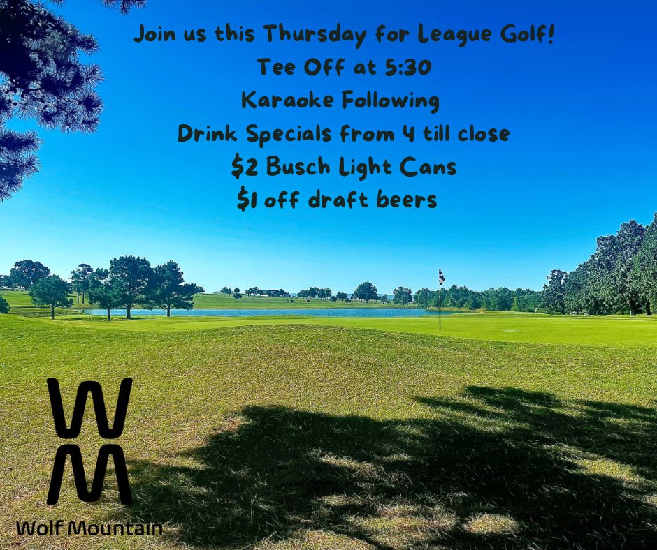 wolfmtngolf's tweet photo. Looking forward to seeing everyone on Thursday night for some golf and good times! https://t.co/eoUqzc8kjy