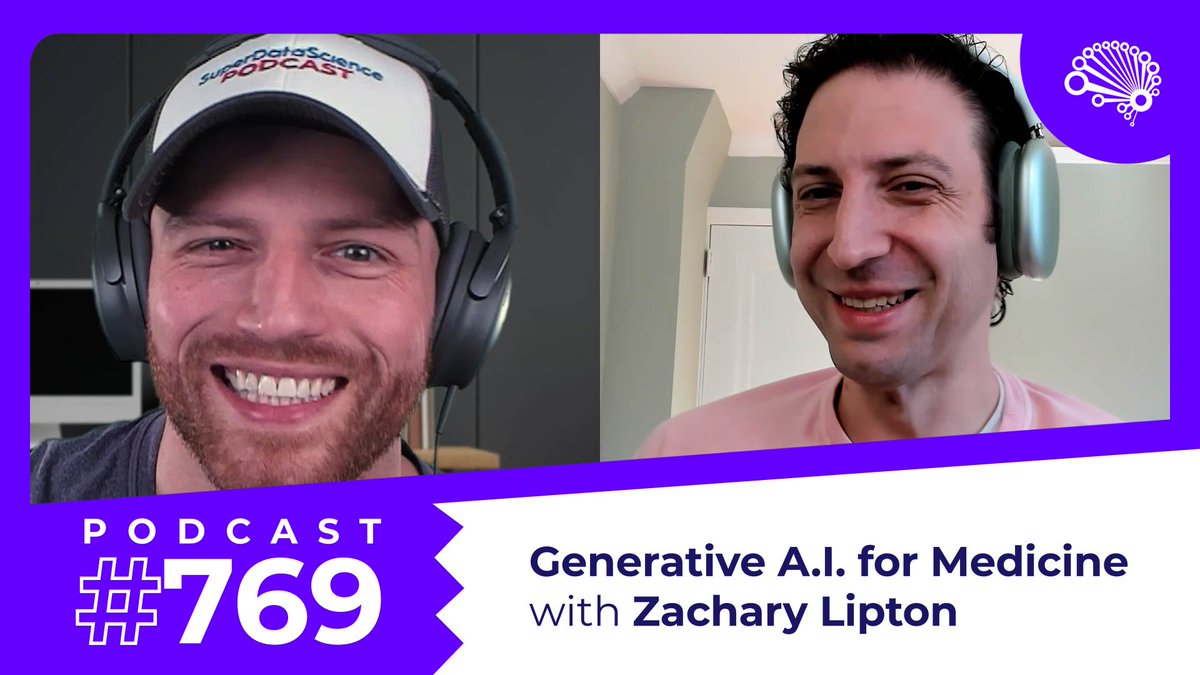 Generative A.I. is rapidly transforming medicine. My guest today is brilliant, inspiring Prof. @zacharylipton — Chief Scientific Officer and CTO of @AbridgeHQ, a startup that has quickly raised $208m to lead the transformation! Watch here: superdatascience.com/769 More on Zack:…