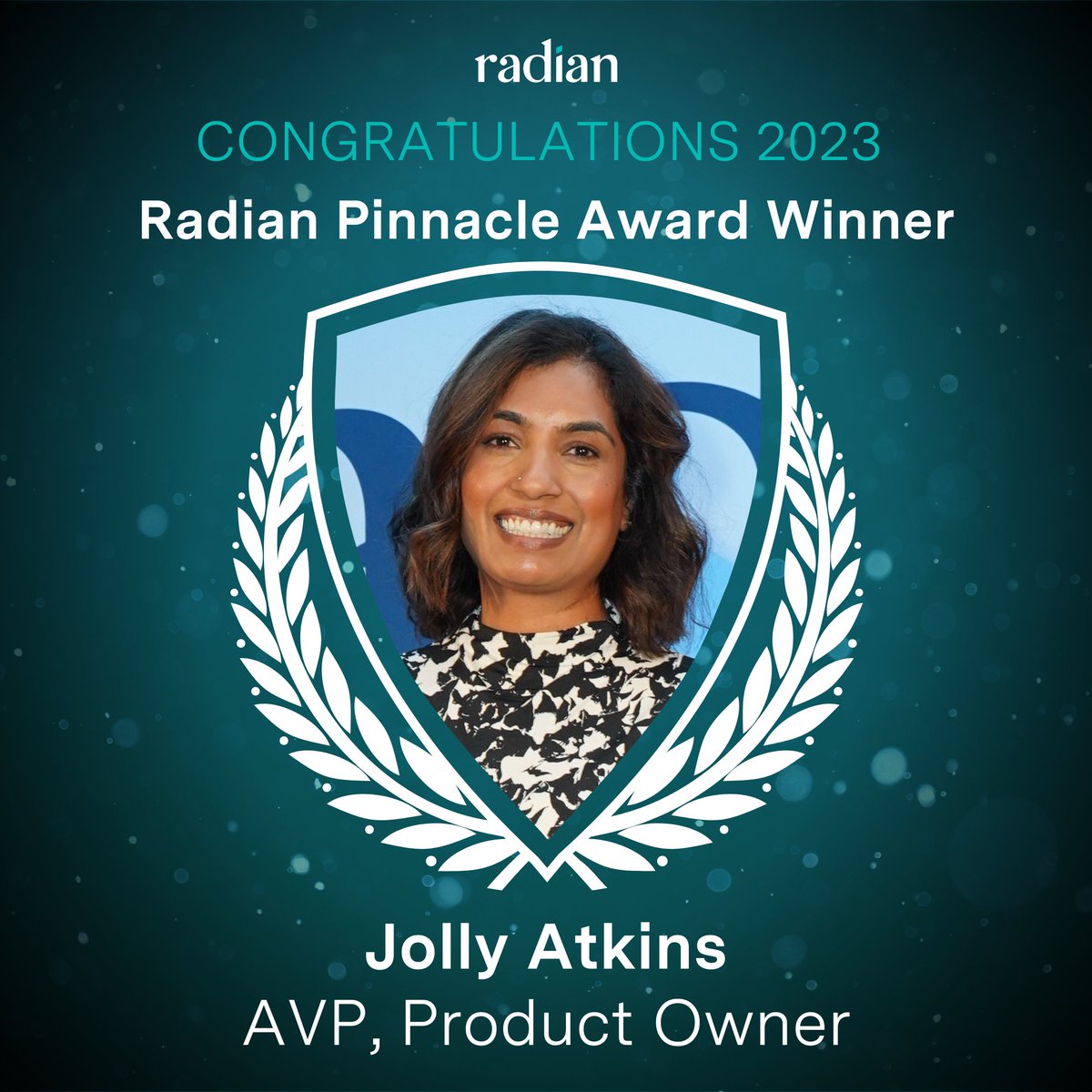 We're thrilled to feature Pinnacle Award winner and AVP, Product Owner, Jolly Atkins! Her strategy for success aligns with her strong skills: “My strategy for success is developing a plan with actionable steps...and continuously learning and adapting.” 
#OneRadian #PartnerToWin