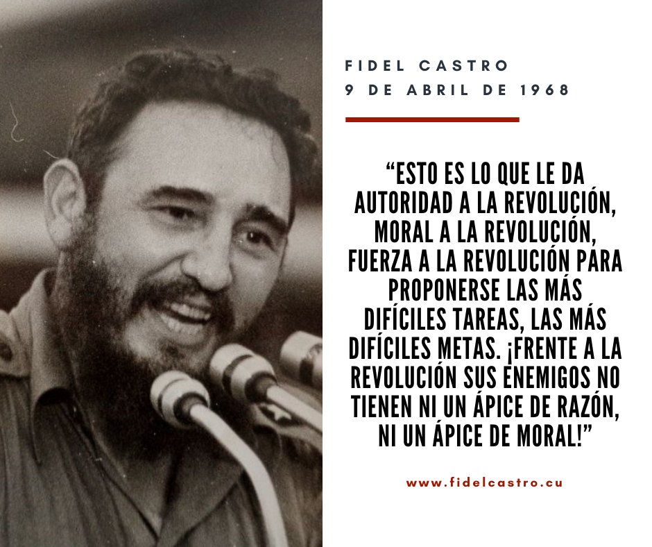 🎙️#FidelCastro “Esto es lo que le da autoridad a la Revolución, moral a la Revolución (...) ¡Frente a la Revolución sus enemigos no tienen ni un ápice de razón, ni un ápice de moral!”

👉9 de abril de 1968

#RevolucionCubana #SomosCuba #SomosContinuidad