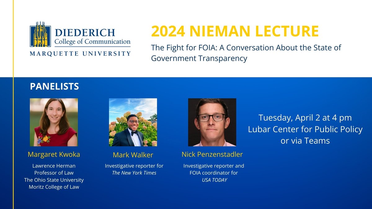 Journalists rely on FOIA to access government information, but the information isn’t always readily available.

Join us for the 2024 Nieman Lecture to discuss the state of freedom of information laws, the problems and potential solutions. 

Register here: tinyurl.com/572a9ex9