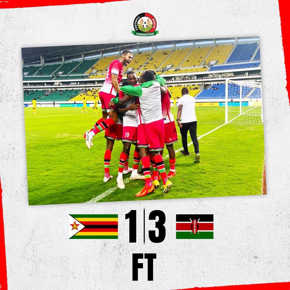 🇰🇪 What a phenomenal performance by our very own Harambee Stars! Captain Michael Olunga's hat-trick was pure brilliance, leading us to a resounding 3-1 victory over a formidable Zimbabwe team. Thank you, Harambee Stars, for making Kenya proud! #HarambeeStars