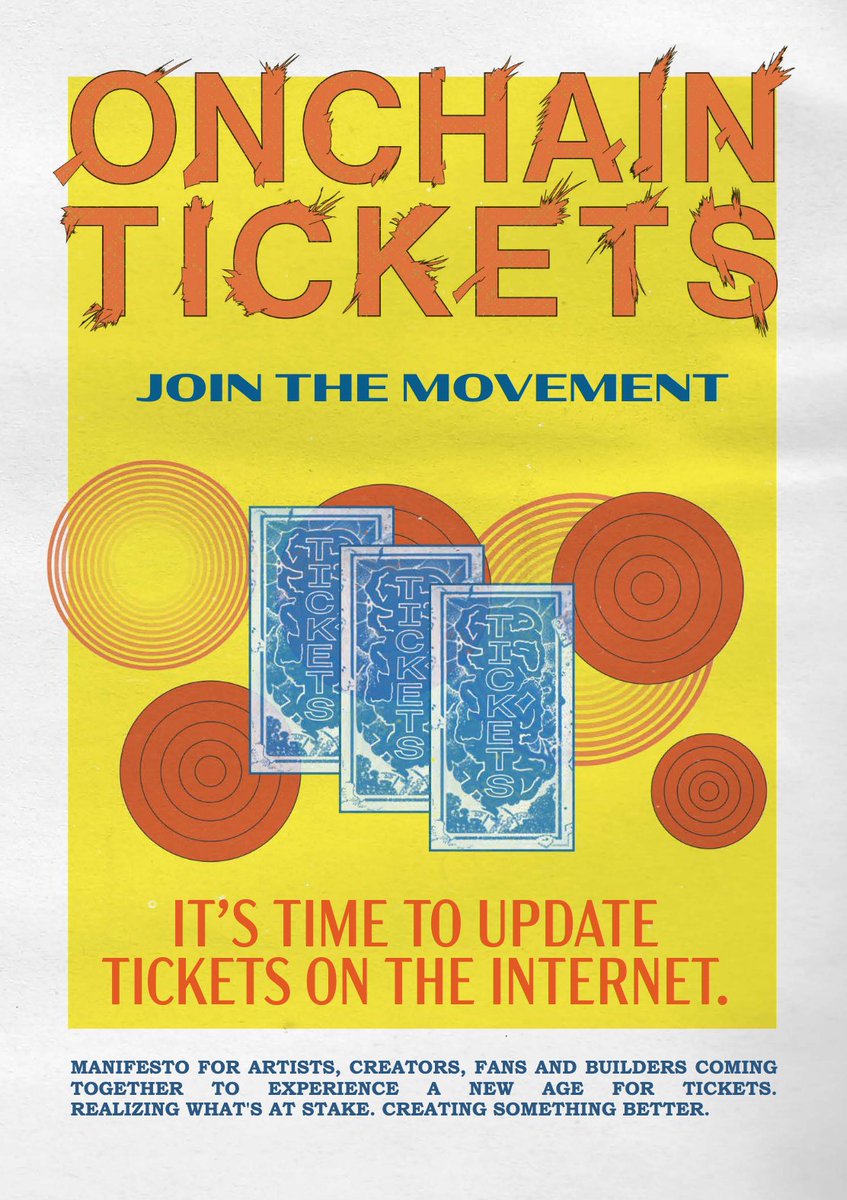 Base (@base) on Twitter photo π΅ π’π‘πππππ‘ πππππ¬ π΅
βIt's time to update tickets on the internet.β
Mint the new zine from <a href="/onopenxyz/">OPEN Ticketing Ecosystem</a> to learn why itβs time to bring tickets onchain
zora.co/collect/base:0β¦ π΅ π’π‘πππππ‘ πππππ¬ π΅
βIt's time to update tickets on the internet.β
Mint the new zine from <a href="/onopenxyz/">OPEN Ticketing Ecosystem</a> to learn why itβs time to bring tickets onchain
zora.co/collect/base:0β¦