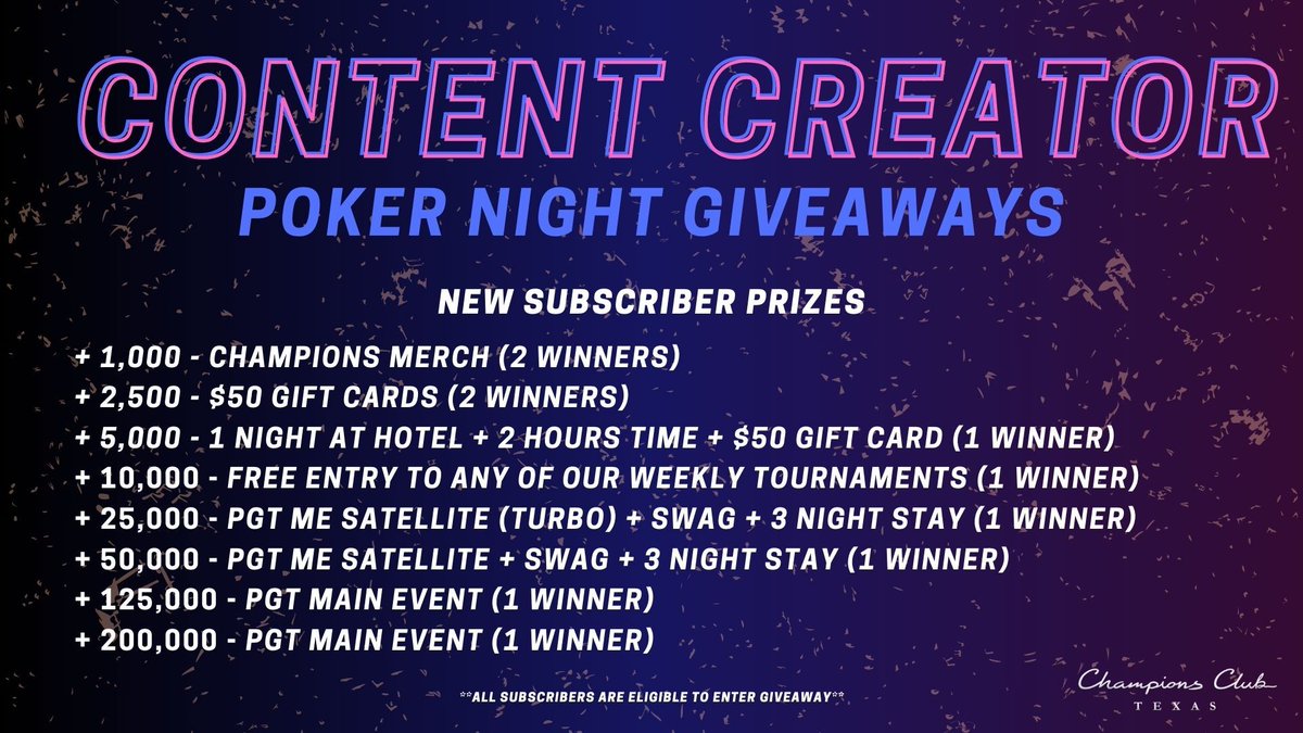 Champions Club Texas (@championsclubtx) on Twitter photo We are excited to announce the FIRST-EVER CONTENT CREATOR livestream at <a href="/ChampionsClubTX/">Champions Club Texas</a> this Thursday, March 28th from 7 PM to Midnight featuring <a href="/avodinh/">Andrew</a>, <a href="/pokerface_ash_/">PokerfaceAsh</a>, @abbypoker34, <a href="/realadamrude/">Adam "So" Rude</a>, <a href="/BetOnDrew/">乃乇ㄒ ㄖ几 ᗪ尺乇山</a>, <a href="/CaitlinComeskey/">Caitlin Comeskey</a>, <a href="/slickricpoker/">Slick Ric</a>, <a href="/OnTiltPokerx/">TheOnTiltBoys</a> Nick & We are excited to announce the FIRST-EVER CONTENT CREATOR livestream at <a href="/ChampionsClubTX/">Champions Club Texas</a> this Thursday, March 28th from 7 PM to Midnight featuring <a href="/avodinh/">Andrew</a>, <a href="/pokerface_ash_/">PokerfaceAsh</a>, @abbypoker34, <a href="/realadamrude/">Adam "So" Rude</a>, <a href="/BetOnDrew/">乃乇ㄒ ㄖ几 ᗪ尺乇山</a>, <a href="/CaitlinComeskey/">Caitlin Comeskey</a>, <a href="/slickricpoker/">Slick Ric</a>, <a href="/OnTiltPokerx/">TheOnTiltBoys</a> Nick &