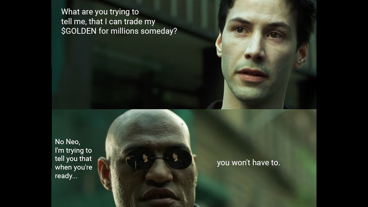 The decision is yours. 💊 . . . #goldeninutoken #trader #financialfreedom # crypto #cryptocurrency #mining #success #memes #meme #funnymemes  #potentialofblockchain #freesignal