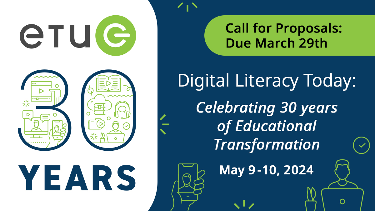 Save the date as we celebrate ETUG's 30th anniversary this May 9-10 at their spring workshop. ETUG is also accepting proposals for presenters. Submit by March 29, 2024. Learn more: ow.ly/z2Q750QJXxg