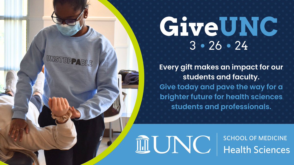 Today, in honor of #GiveUNC, consider supporting our students and programs in the form of a monetary gift. Click the link, scroll to Department of Health Sciences, and select your preferred fund. Thank you for your generosity! giveunc.unc.edu/cause/unc-heal…