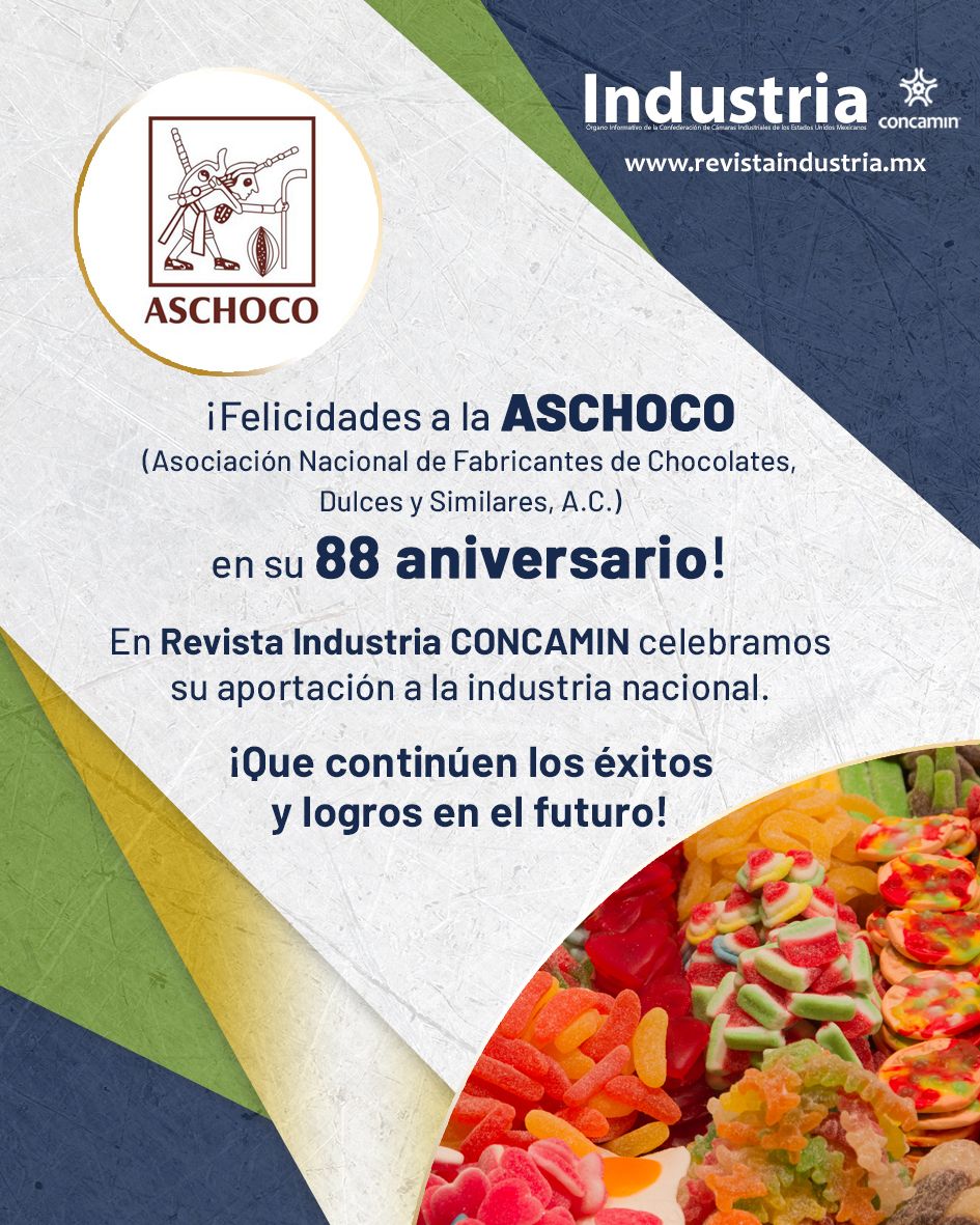 Hoy celebramos el aniversario de la ASOCIACIÓN NACIONAL DE FABRICANTES DE CHOCOLATES, DULCES Y SIMILARES #ASCHOCO. En #revistaIndustria nos sentimos honrados de contar con su colaboración y apoyo.

¡Felicitaciones en este día especial y que sigan los éxitos!

#confiteria #cacao