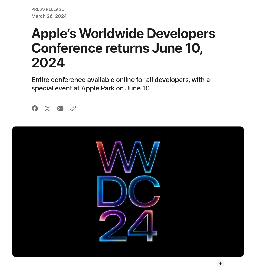 Apple’s Worldwide Developers Conference (WWDC) event from June 10 to 14, 2024.
#Apple #AppleWWDC #WWDC