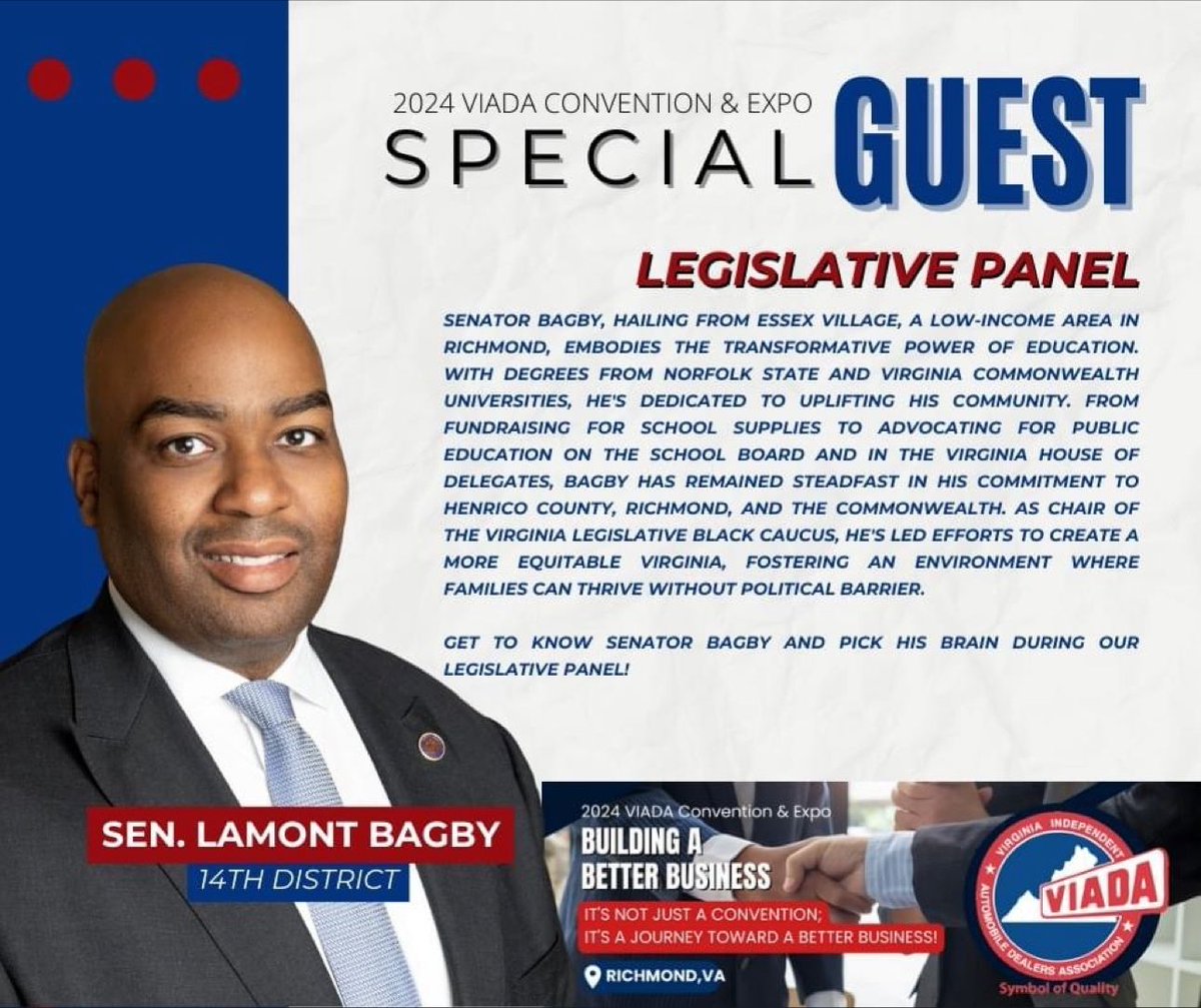 We are thrilled to announce that @SenBagby will be joining our legislative panel at Convention in April! viada.org/convention-and…