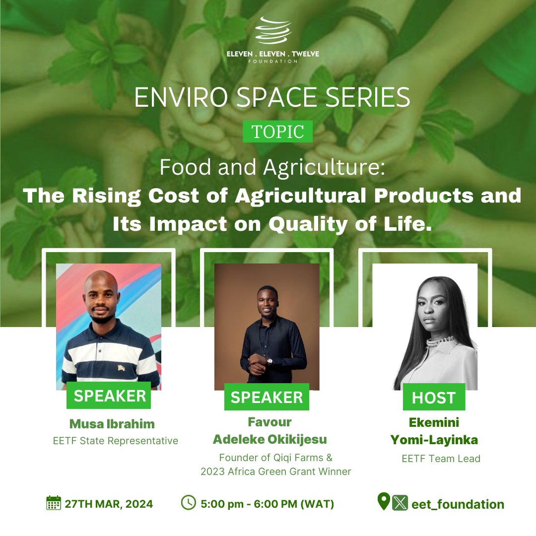 eet_foundation's tweet image. Did you know that the cost of agricultural products has surged in the past year alone? 

Join us for this crucial conversation on Food and Agriculture where we will be discussing the hard-hitting facts behind soaring food prices and their implications on daily