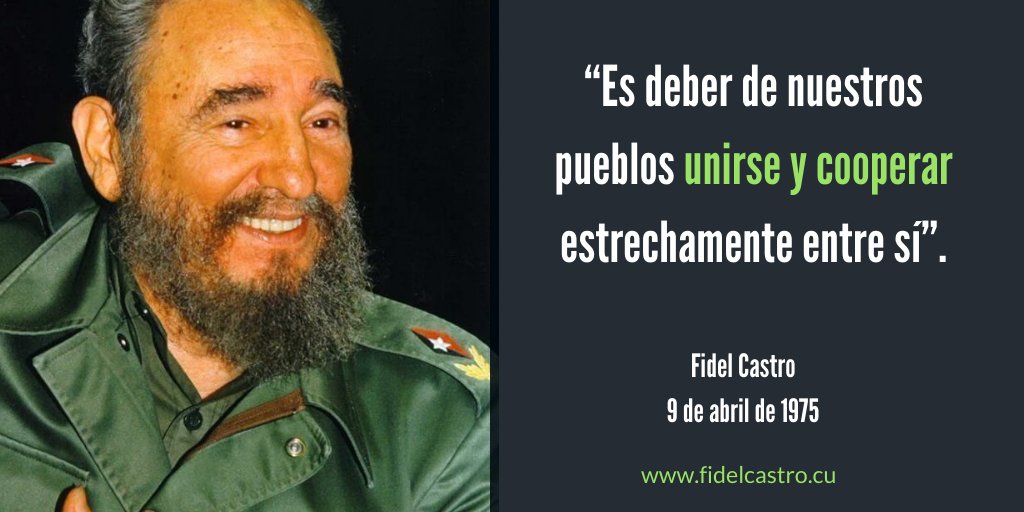 🎙️#FidelCastro “Es deber de nuestros pueblos unirse y cooperar estrechamente entre sí”. 👉 9 de abril de 1975 #Cuba #Revolucion