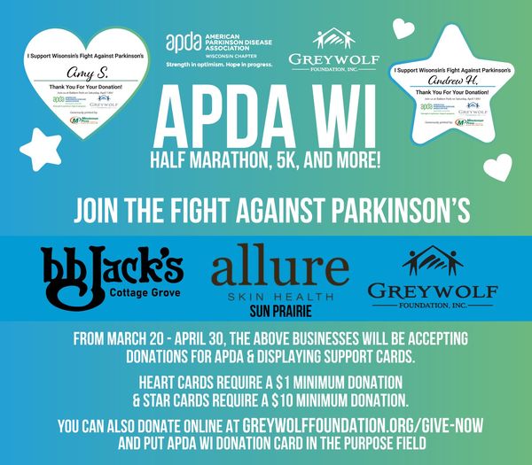 GreywolfCRE's tweet photo. Want to Join the Fight Against Parkinson's Disease? Visit these places until April 30th to purchase your  Heart &amp; Star Donation Cards that they'll post on their windows.

If you can't stop in, you can donate through the Greywolf Foundation at https://t.co/I7iCo05yP4! https://t.co/BEpgHvqJmp