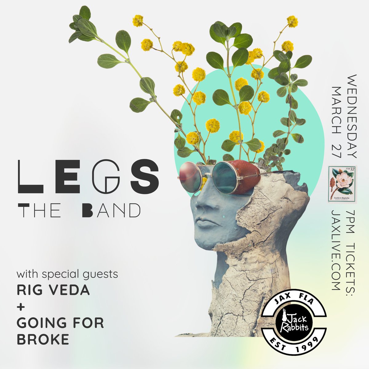 #LegsTheBand #RigVeda #GoingForBroke #LiveMusic #IndieBands  TOMORROW night see LEGS. The Band, Rig Veda, & Going For Broke at JACK RABBITS, tickets are onsale now at this link jaxlive.com/event/legs-the…