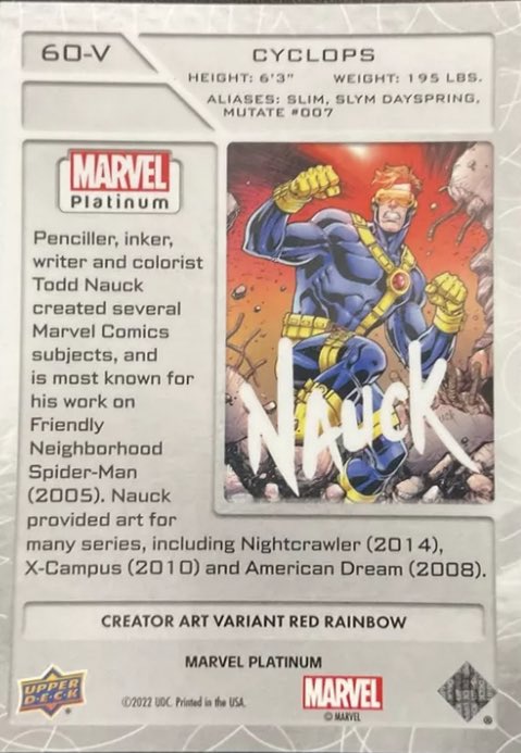 In the recently released Upper Deck Marvel Platinum card series, you’ll find my art on the Cyclops card!
This was a lot of fun to draw and color!
#xmen #xmen97 #cyclops