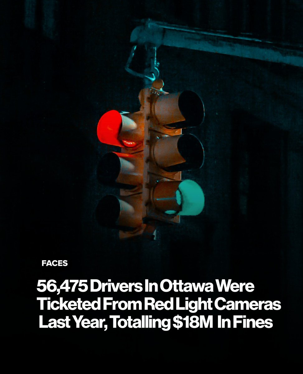 A City of #Ottawa report totalled the number of tickets issued from Ottawa’s 85 Red Light Cameras in 2023, totalling a whopping 56,475 infractions, and a revenue of $18M.