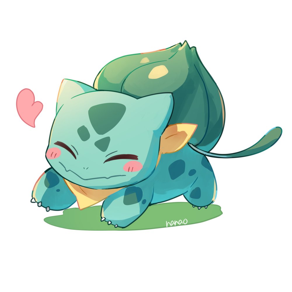 bulbasaur solo blush simple background white background closed mouth full body closed eyes  illustration images