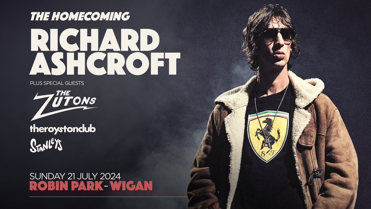 ⚡️THE HOMECOMING 🟡 Big announcement for @Stanleysband_ as they're confirmed to join @richardashcroft at his massive Robin Park show in Wigan! Tickets won't hang around long for this, grab them below while you can! 🎟️tix.to/RARobinParkSun